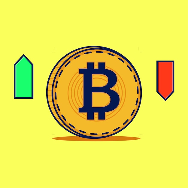 bitcoin coins with bull and bear arrow for trade