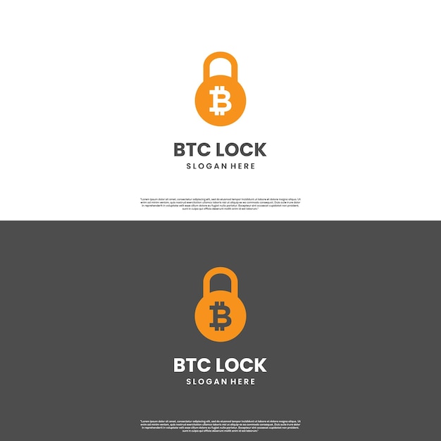 Bitcoin combine with padlock logo safety bitcoin icon template unlock bitcoin logo