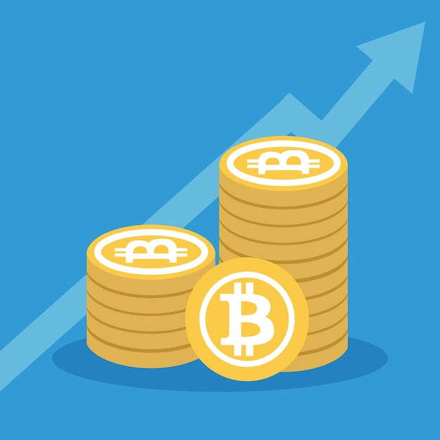 Bitcoin concept vector illustration of online funding and making investments for bitcoin and blockchain. Flat design of new technology.