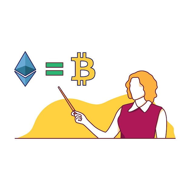 Bitcoin and Ethereum equal illustration vector isolated