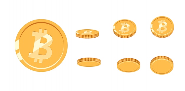 Bitcoin gold coin at different angles for animation.