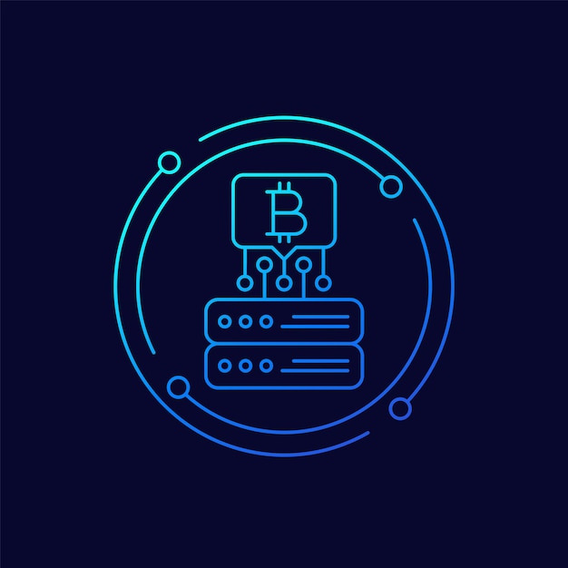 Bitcoin miner line icon for web