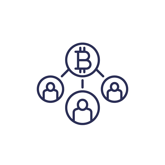 Bitcoin users line icon on white