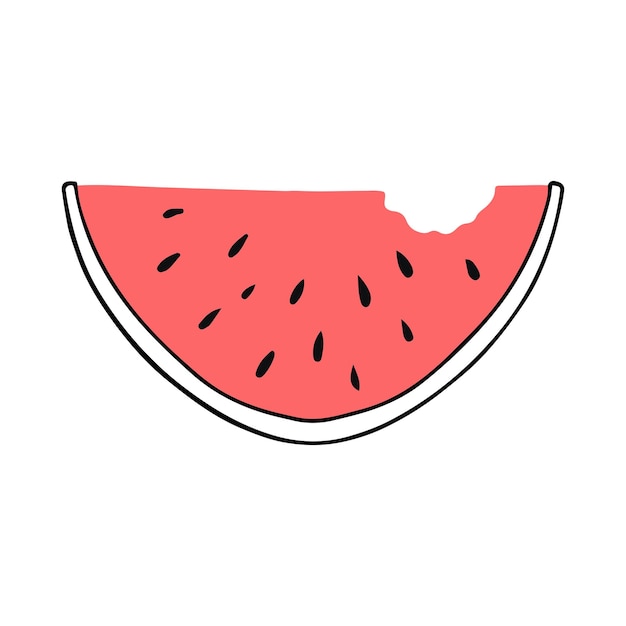 Bitten slice of watermelon Summer vacation accessories Vector illustration isolated on a white background