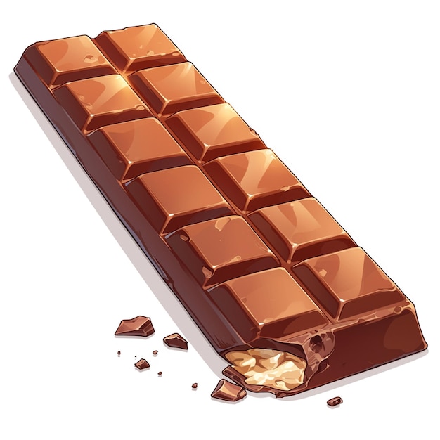 Bitter Dark Chocolate Bar Elegant Cartoon Style