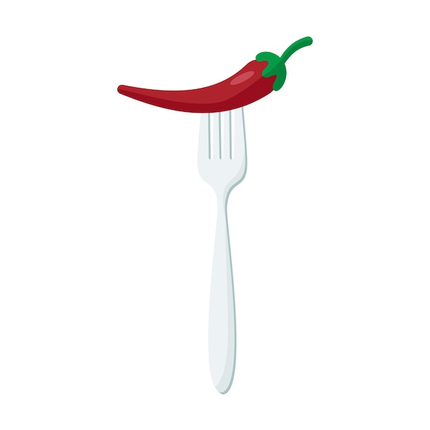 Bitter pepper on forks Concept of diet. Vector illustration. EPS 10