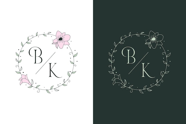 Vector bk floral decorative elegant wedding logo