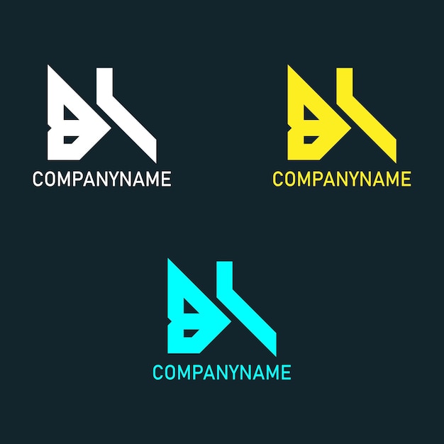 BL letter logo design with three colors