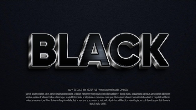 Black 3d bold style editable text effect