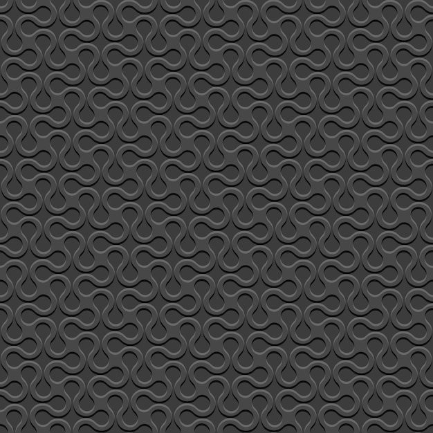 Black 3D Curved geometric simple seamless pattern