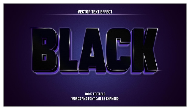 black 3d editable text effect with glow style