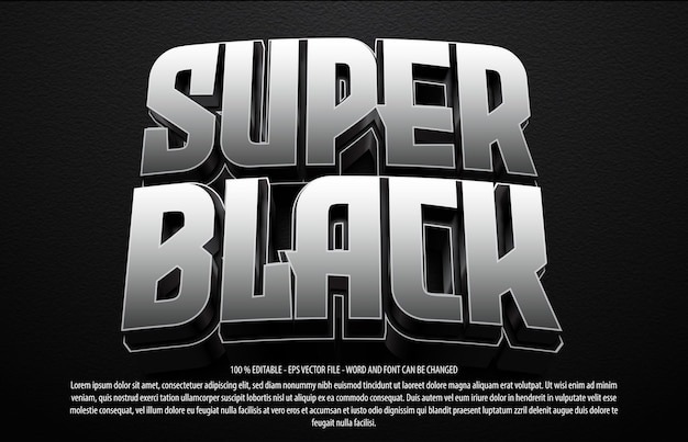 Black 3d editable text effect