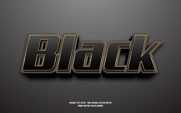 Black 3D editable text effect