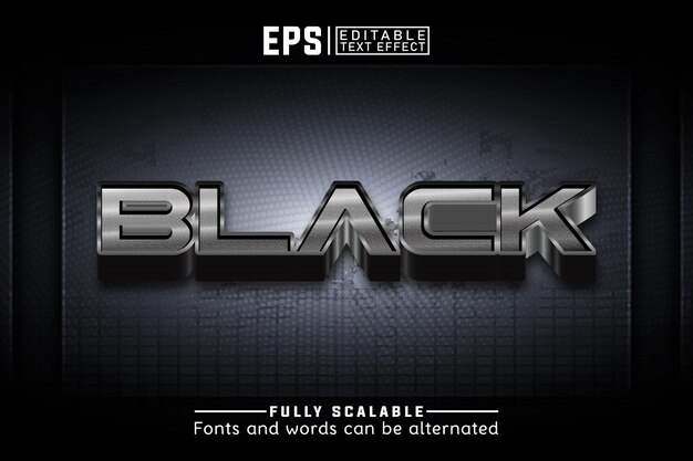 Vector black 3d editable text effect