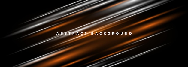 Black abstract background with orange and white stripes Modern dark wide abstract banner design