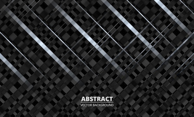 Black abstract realistic 3d striped background with gradient lines and shapes