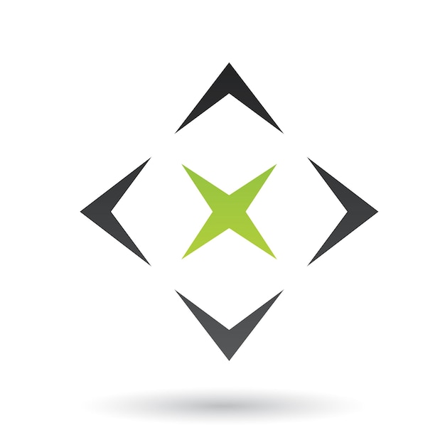 Black Abstract Square Icon with a Four Pointed Green Star