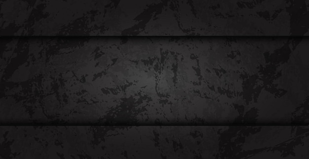 Black abstract textured grunge background wall with horizontal stripes Vector