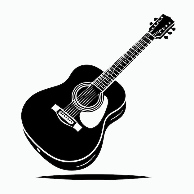 Vector black acoustic guitar silhouette vector