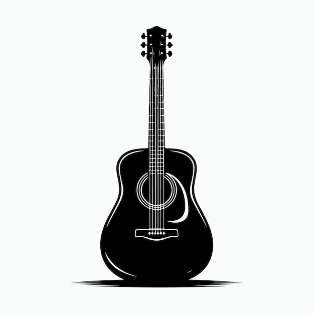 Vector black acoustic guitar silhouette vector