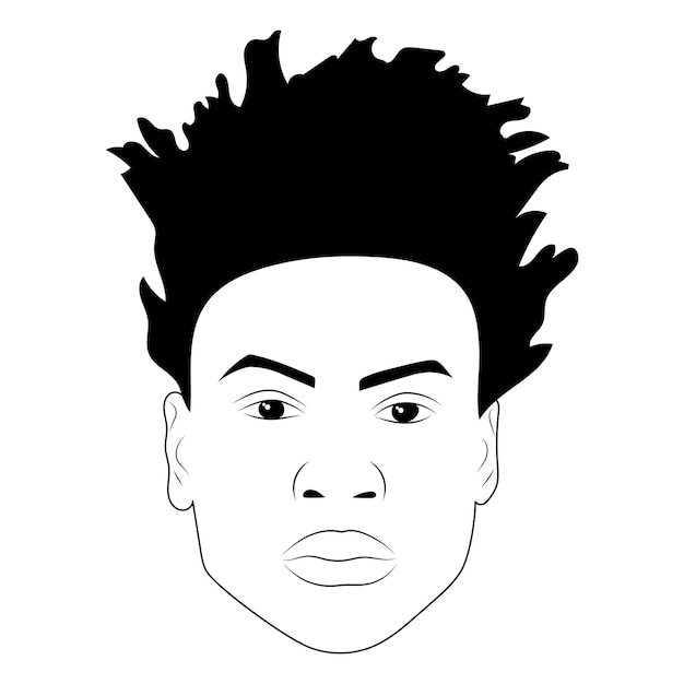 Black African American man portrait face vector silhouette Mohawk hair dreadlock Human drawing man head Barbershop Afro Hairstyle