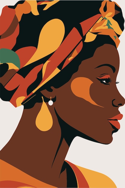 Black african American woman with curly hair wall art matisse style