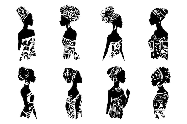 Vector black african women silhouettes