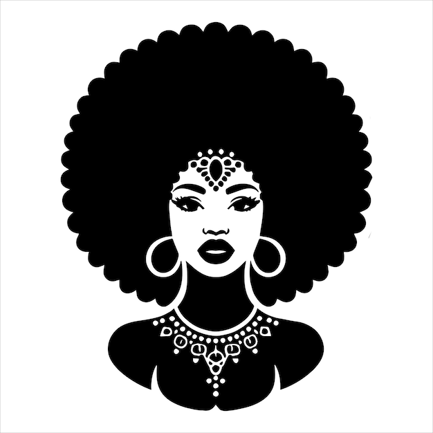 Vector black afro woman