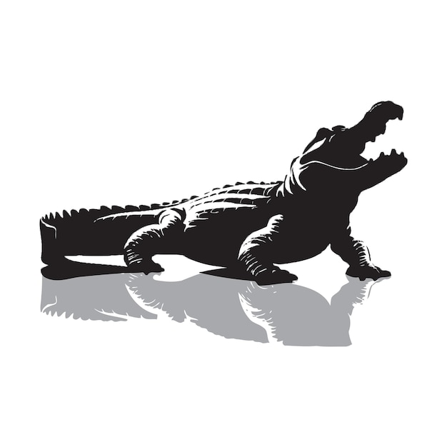 Vector black alligator silhouette vector with a white background and illustration