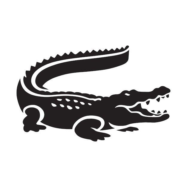 Vector black alligator silhouette vector with a white background and illustration