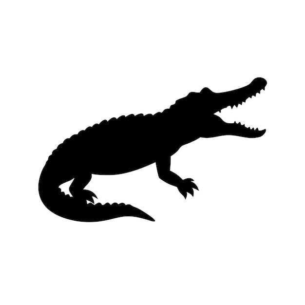 Vector a black alligator with a white background and the word alligator on it