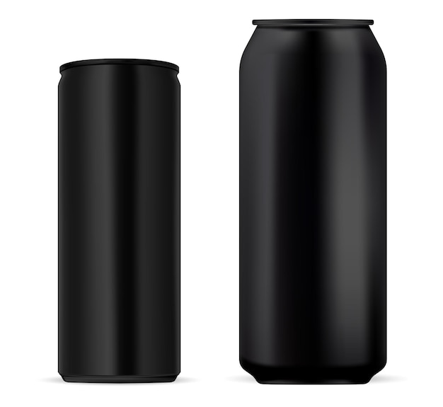 Vector black aluminum beer can vector template soda tin