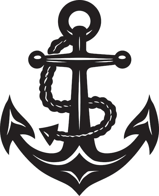 a black anchor with a rope and a anchor on it