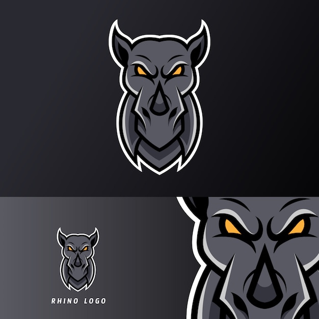 Black angry rhino mascot sport gaming esport logo template for streamer squad team club