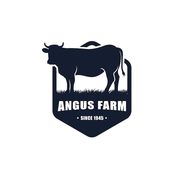 Black angus logo design template. cow farm vector illustration