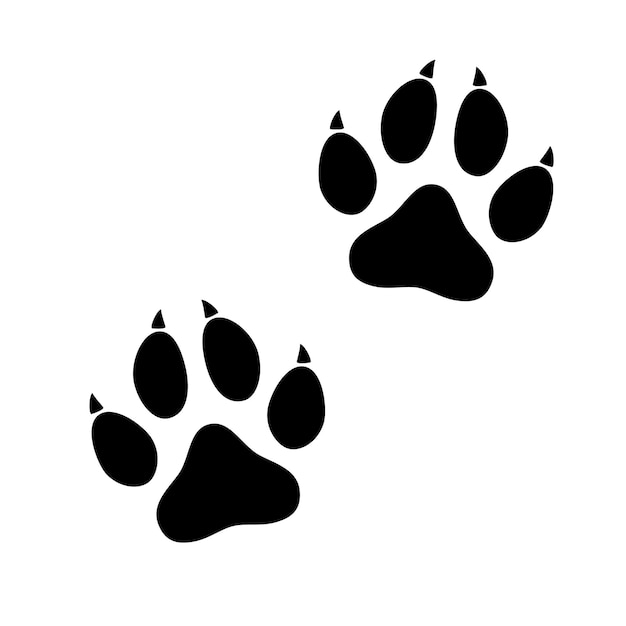 Black animal paw print isolated on white