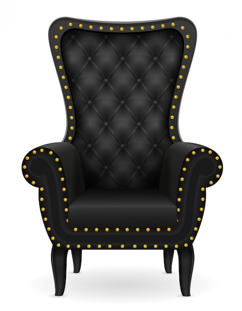 Black armchair furniture vector illustration