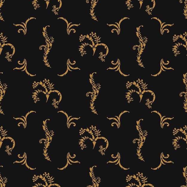 Black aster vector seamless pattern