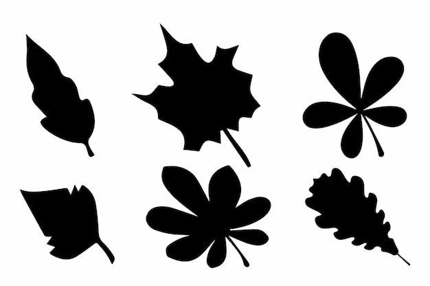 Vector black autumn leaves silhouette design