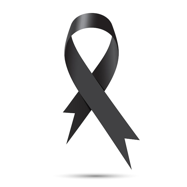 Black awareness ribbon isolate on white background Vector illustration