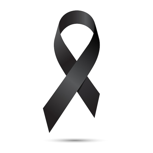 Black awareness ribbon isolate on white background Vector illustration