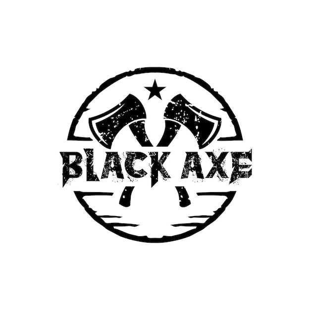 Black Axe Cross Logo Design Template