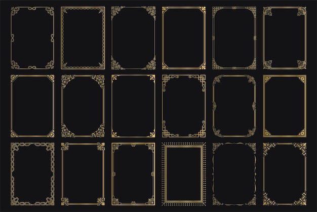 Black background gold photo frame picture frame and border set