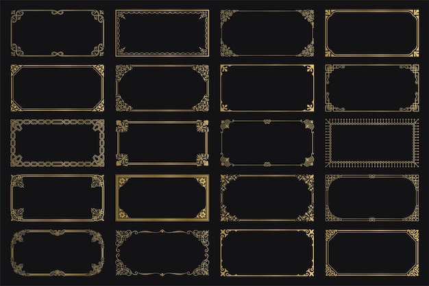 Black background gold photo frame picture frame and border set