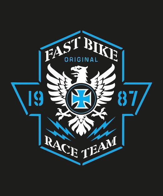 A black background with a blue logo that says fast bike original team.