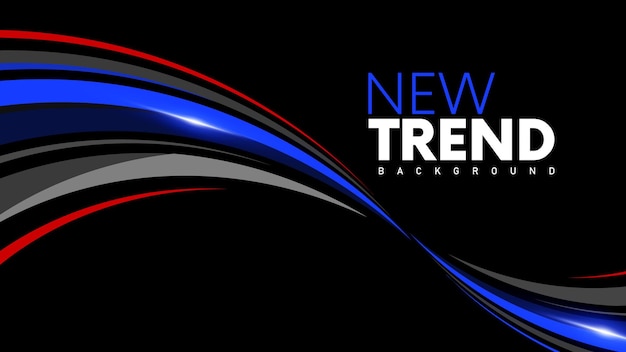 Black background with a blue and red swirls and the text new trends background.