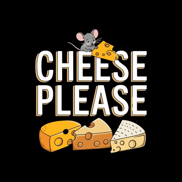 Vector a black background with a cartoon character saying cheese and cheese