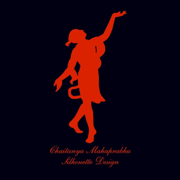 A black background with a chaitanya mahaprabhu dancing Silhouettes