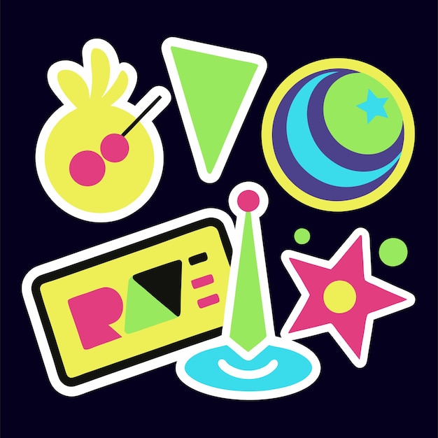 Vector a black background with a colorful sticker that says r