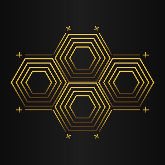 Vector a black background with gold and black and gold patterns